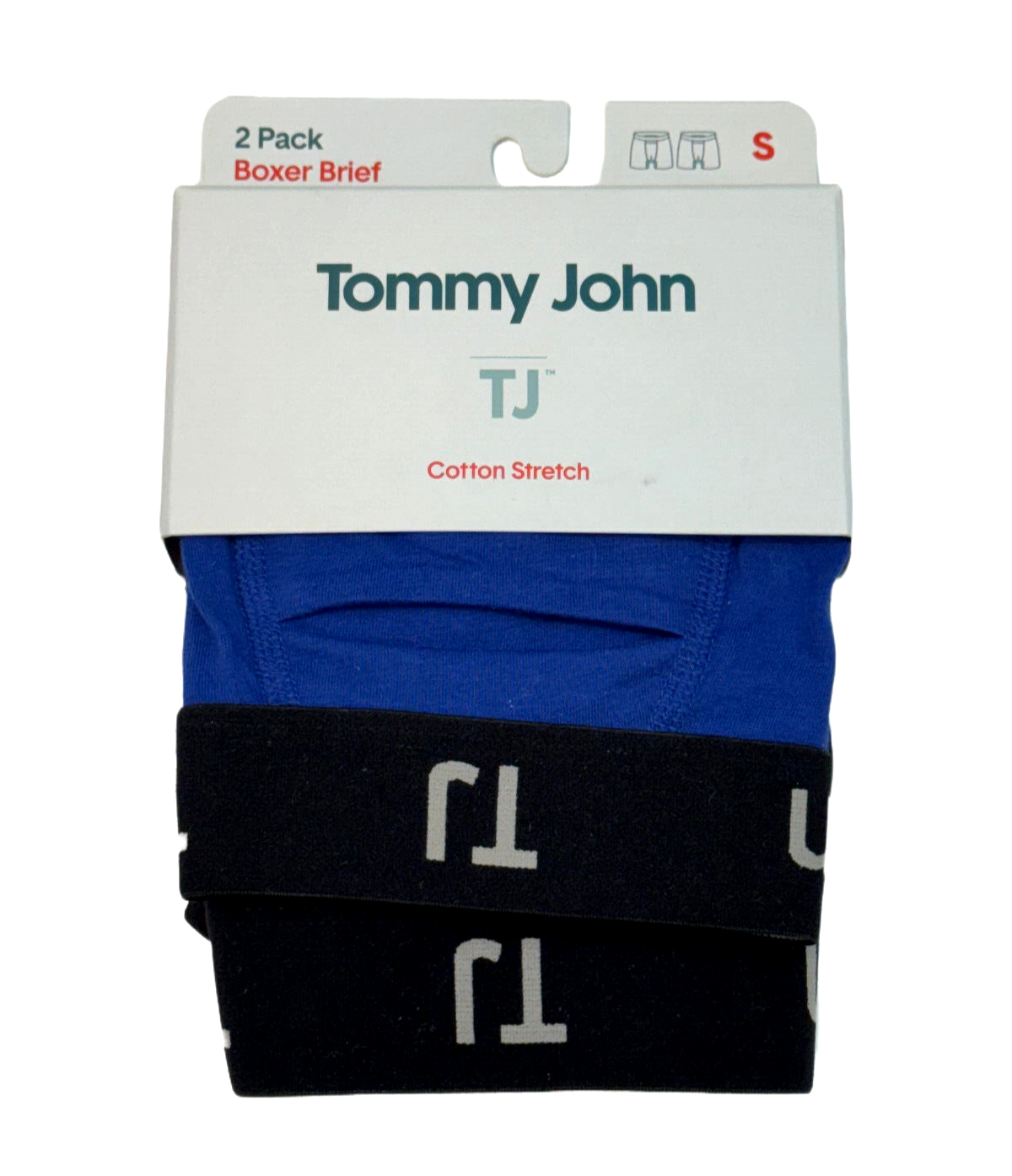 Tommy John Cotton Stretch Boxer Brief Pair (2) Men S (28-30) Blue Black Combo