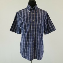Tommy Hilfiger Short Sleeve Shirt Mens Large Dress Casual Style Blue Orange - $14.74