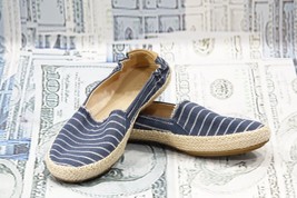 Sperry Sunset Ella Jute Canvas Slip On Striped Navy Blue Shoes Women&#39;s Size 10m - £11.56 GBP