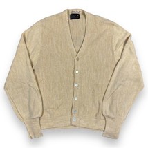 Vintage JC Penney Sweater Pastel Yellow Grandpa Cardigan Medium Banded Grunge - £23.73 GBP