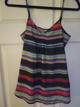 Maurice&#39;s Womens Sleeveless Top Small Stripes Adjustable Stripes Red Black Blue - £6.04 GBP