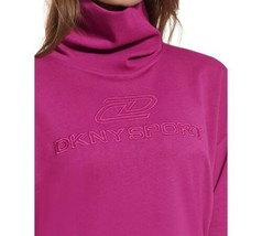 DKNY Womens Logo Cotton Turtleneck Pullover,Wild Aster,X-Small - £39.96 GBP