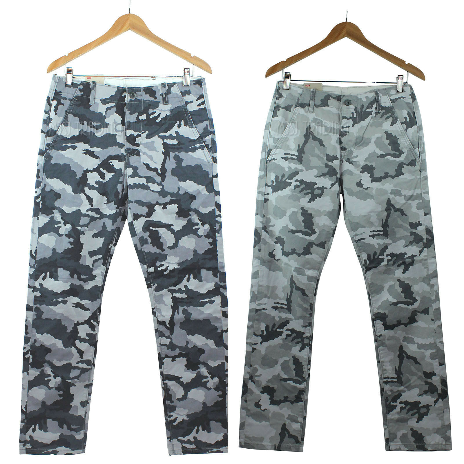 Primary image for NWT Levi's Men Chino Camo Regular Fit Twill Pants 100% Cotton LEVIS Gray/ Black