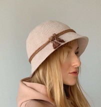 Basket transform hat, unisex, crochet hat with brown aksesuar, Cotton Bo... - £78.66 GBP