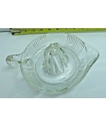 Vintage Clear Pressed Glass Ribbed Large Reamer Juicer with Handle &amp; Spo... - £17.12 GBP