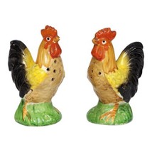 Rooster Salt Pepper Shakers Chicken Bird Vintage Farm Kitchen Tableware Ceramic - £12.35 GBP