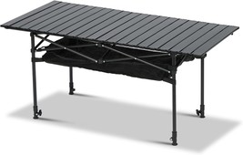 Foldable Outdoor Camping Table With Storage, Beach, Backyard, Bbq, Party... - £91.64 GBP
