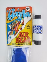 Vintage 1984 Gayla Air Bear Kite 42&quot; wingspan Keel Guided Blue w/ 200ft. Twine - £18.98 GBP
