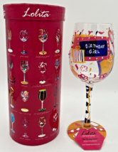 Lolita &quot;Birthday Girl&quot; Hand Painted Wine Glass 15oz New in Box SKU U192 - £11.93 GBP