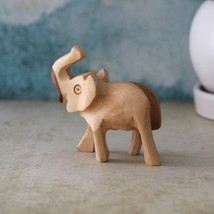 Handmade Olive Wood Elephant Sculpture, Wooden Hand Carved Elephant Statue Figur - £23.94 GBP