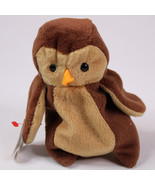 RARE TY Beanie Baby HOOT The Owl Brown And Tan 1995 With Tags Retired Vi... - $8.79