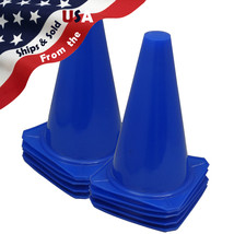 Ten 9&quot; Tall BLUE Cones Soccer Football Lacrosse Tennis Traffic Safety Sports Car - £23.97 GBP