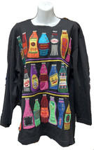 Vacanza Embroiedered Black Soda Pop Long Sleeve Shirt - Size F - £35.57 GBP