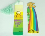 Lot of 2 Rainbow and Why Me Lord Vintage Garfield Bookmark Bent In Middle - $19.79
