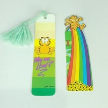 Lot of 2 Rainbow and Why Me Lord Vintage Garfield Bookmark Bent In Middle - £15.48 GBP