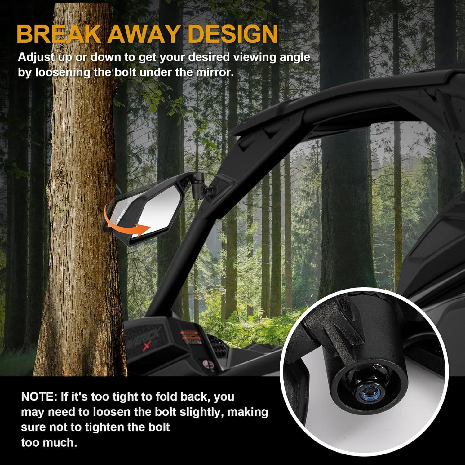 PSLER Maverick X3 UTV Side Mirrors Rear View Racing Mirrors Upgraded 360 Degree Item image 6