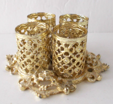 Vintage Lipstick Holder Gold-Tone Filigree Metal Hollywood Regency Mid-Century - $17.33