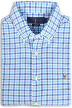 Polo Ralph Lauren Multi Blue Gingham Plaid Slim Fit Button Shirt, 2XL XXL 7577-6 - £35.56 GBP