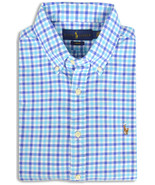 Polo Ralph Lauren Multi Blue Gingham Plaid Slim Fit Button Shirt, 2XL XX... - $60.86 CAD