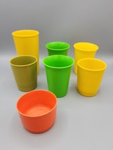 Vintage Tupperware Juice Cups Lot of 6 Green Yellow and Olive and Juice cup - £6.62 GBP
