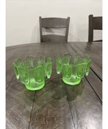 Viking Glass Spring Green Finnish Crown Candle Holder 3” Set Of 2 - $74.45 CAD