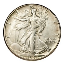 1945 Argent Marche Liberty Demi Dollar 50C (Choix Bu État - $60.03