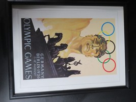 Vintage 1936 Olympic Games Berlin Germany Repro Poster 1995 Framed 13x17 in - £17.85 GBP