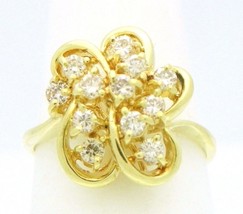 1/2ct Diamond Cocktail Ring REAL Solid 14k Yellow Gold 4.6g Size 6.25 - £765.43 GBP