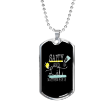 Saity And Lit Christian Necklace Stainless Steel or 18k Gold Dog Tag 24&quot; Chain - £38.16 GBP+