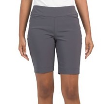 NWT Ladies IBKUL SOLID  CHARCOAL GRAY Pullon Golf Shorts sizes 4 6 8 10 ... - $39.99