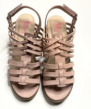 Jelly pop NIB Pixies pink wedge strappy heels sf - $24.65