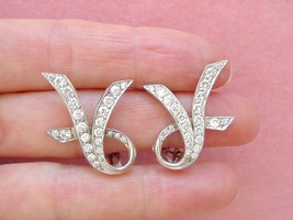 ESTATE 2.08 ctw DIAMOND WHITE 18K COCKTAIL CLIP EARRINGS - UNIQUE V SHAPE? - £2,044.12 GBP