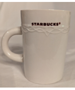 Starbucks Embossed w/ White Holiday Lace Ceramic Coffee Cup Mug 10oz 2010 - £7.66 GBP