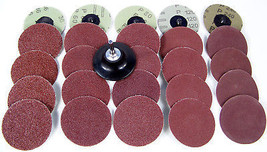 26pc 3 &quot; ROLL LOCK SANDING DISC with MANDREL Assorted Grit holder sand USA - £23.58 GBP