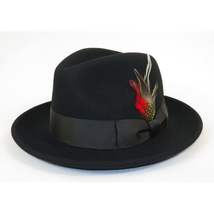 Men's Milani Wool Fedora Hat Soft Crushable Lined FD219 Black image 3