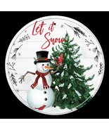 Let It Snow Christmas Santa Winter Holiday Snowman Classic Retro Metal T... - £17.24 GBP