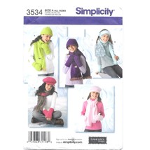 Simplicity Sewing Pattern 3534 Girls Hats Mittens Scarves 3 Sizes UNCUT - $8.99