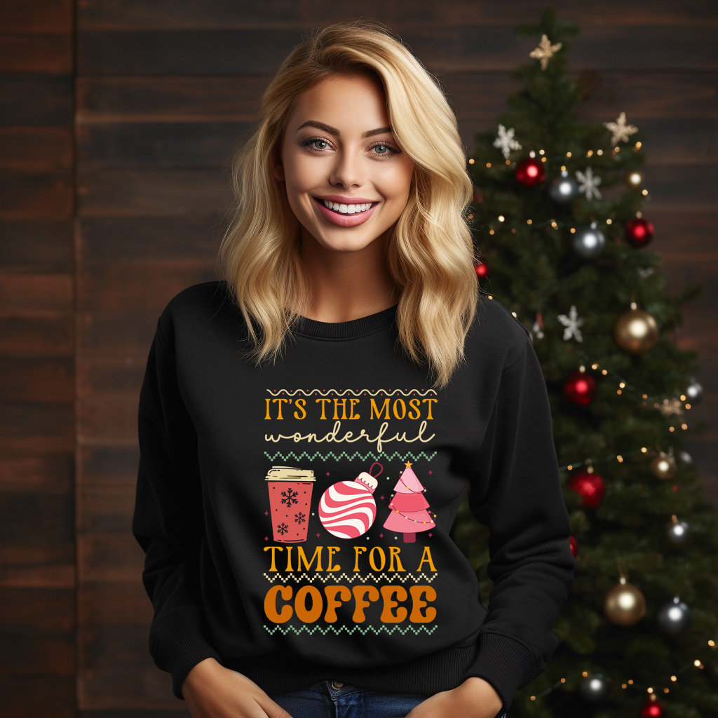 Primary image for Its the Most Wonderful Time for a Coffee Sweater, Xmas Sweater, Gift Christmas