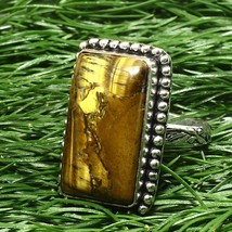 Tiger&#39;s Eye Plated Natural Gemstone Solid 925 Silver Handmade Ring Jewelry - £5.07 GBP