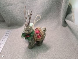 Buri Bristle Brush &amp; Twigs Standing Reindeer Woodland Animal Christmas Ornament - £6.09 GBP