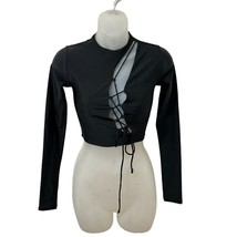 Skims LIMITED EDITION Cutout Lace up Long Sleeve Top in Onyx Size XS NWT - £27.59 GBP