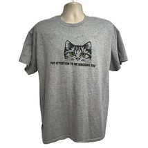 Gildan Dry Blend Mens Gray Graphic Cat T-Shirt Large 50/50 Funny Novelty... - $19.79