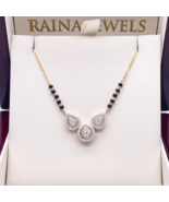 18ct Yellow Gold Natural Diamond Pear &amp; Round Halo Mangalsutra Necklace ... - $3,108.84 CAD