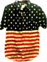 Men’s Fifth Sun American Flag button down Shirt Size Small - £6.31 GBP