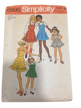 Simplicity 6996 Girls Dress &amp; Jumper Sewing Pattern Size 8 Breast 27 Inc... - $7.68