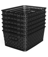 Woven Storage Organizer Basket, 6-Pack Black Plastic Weave Baskets, 10.1... - £29.77 GBP