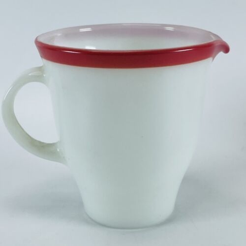 Pyrex Flamingo Pink Band White Milk Glass VTG Coffee Creamer - £8.57 GBP