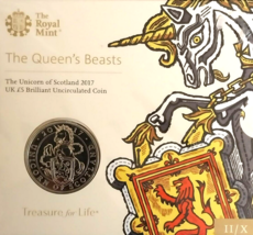 ROYAL MINT The Queens Beasts 2017 The Unicorn Of Scotland £5 COIN Sealed Pack - $57.25