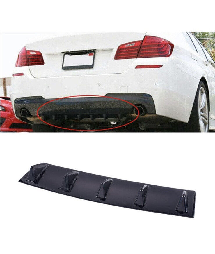 Primary image for Universal Rear Bumper Lip Diffuser Car Rear Chassis Black Spoiler Shark Fin Wing