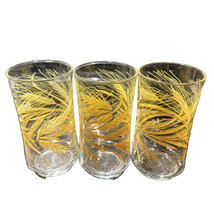 Vintage Libbey Golden Wheat Pattern Glasses Tumblers Cups Yellow &amp; Orange Lot 3 - £17.59 GBP